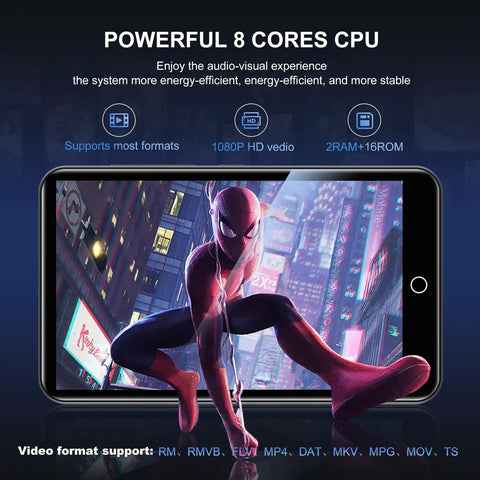 All In One Bluetooth WiFi MP3 Player With Android OS 4 Inch Touch Screen 80GB Storage displaying a superhero in action.