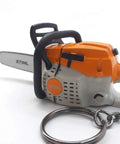 Battery Operated Chainsaw Keyring With Realistic Sound Effects, Orange Mini Tool Charm For Gear Junkies And Collectors