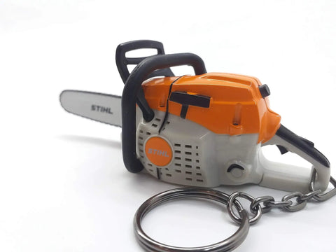Battery Operated Chainsaw Keyring With Realistic Sound Effects, Orange Mini Tool Charm For Gear Junkies And Collectors