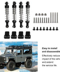 Adjustable Oil Shock Absorbers For 1/18 1/16 RC Crawlers, 4 Piece Metal Black Shocks Upgrade Kit with installation parts and RC model