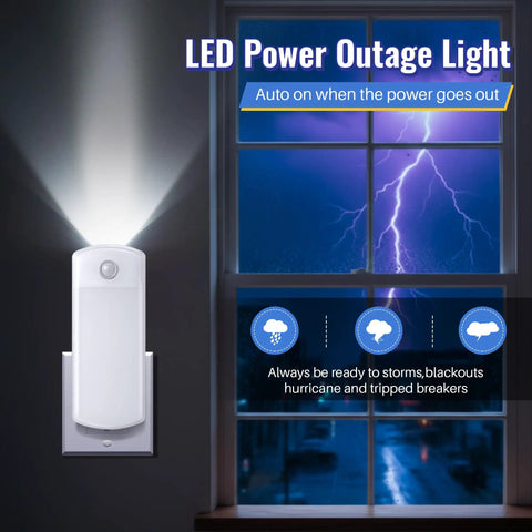 Three Pack LED Power Failure Lights 4 In 1 Rechargeable Plug In Flashlights with Motion Sensor for Home Blackouts