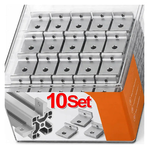 10 set of Beefy Aluminum Alloy Shelf Mount Bracket Corner Support For European Standard 30, showing packaging and individual brackets