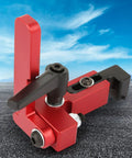 Premium Aluminum T Track Stop For Woodworking Machinery Precision Miter Fence Guide And Slide Chute Length Limiter Shop Staple, red and black design.
