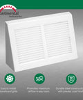 Triangular Baseboard Vent Cover White For HVAC Vents 12 By 6 Inch Opening Shown in Side Angle with Durable Plastic Grille