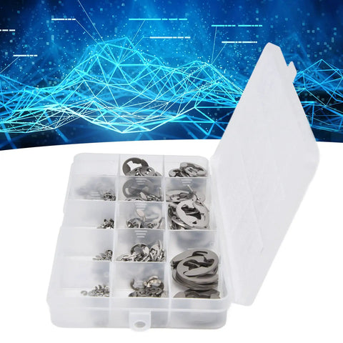 Beefy E Clip Circlip Retaining Ring Set 604 Stainless Steel Assortment Kit For Bearings And Gears Includes 1.5mm To 15mm Sizes