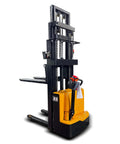 Heavy Duty Manual Pallet Stacker And Fork Lifter For Warehouse with ergonomic lever handle and solid steel base.