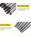 6pcs 6mm Shank Tungsten Carbide Rotary Burr Set For Die Grinder Aluminum 10mm Head Heavy Duty Metal And Stone Shaping Bits