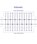 Schematic of 16 Amp 2x12 Position Screw Terminal Block Distribution Module For AC And DC Power Systems 48V Max Supports Extension Modules