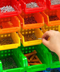 All In One Wall Mounted Storage Bins Kit For Tools And Hardware With Pegboard Organizer Rack And 30 Bins In Five Color Parts