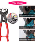 Must Have Complete Glass Cutting Tool Set Kit with 8 inch tile nippers cutting tile pieces for stained glass projects.