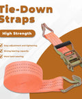20 Pack Heavy Duty Cargo Tie Down Straps 1.5 Inches By 20 Feet Galvanized Steel Ratchet Belts with adjustable orange strap and hooks