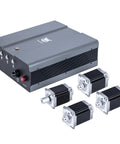 NEMA 23 CNC Motor Upgrade kit with DM542 drivers, controller box, and four stepper motors for precise woodworking and milling projects.