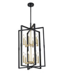 12 Light Farmhouse Pendant Light With Dope Vintage Gold Accents And Industrial Black Finish Semi Flush Mount Ceiling Fixture