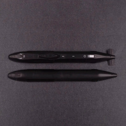 Top view of Astute-Class Nuclear Attack Submarine Model Kit 1/350 For RC Hobbyists, Trumpeter 04598, with waterline display.