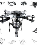 T Rex 600 DFC 4 Blade Flybarless Rotor Head Kit for Trex 600 RC Helicopter Replacement Part, alloy build, top view