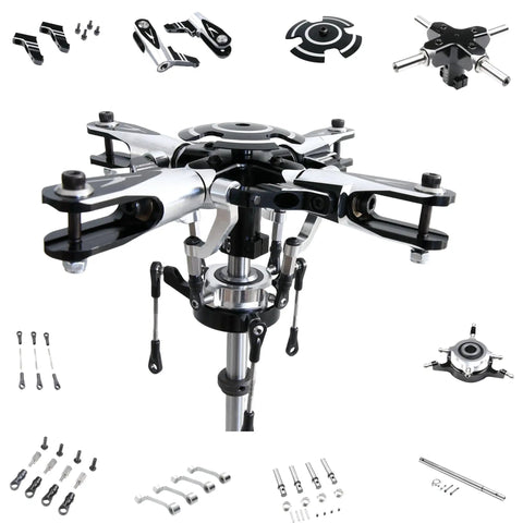 T Rex 600 DFC 4 Blade Flybarless Rotor Head Kit for Trex 600 RC Helicopter Replacement Part, alloy build, top view