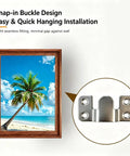 Interlocking Flush Mount Brackets And Picture Hanging Hooks Set Stainless Steel Heavy Duty Wall Hangers With 18 Screws For Securing Frames Mirrors Headboards And Furniture Connectors, snap-in bracket on framed wall art
