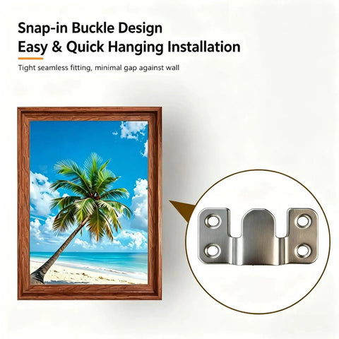 Interlocking Flush Mount Brackets And Picture Hanging Hooks Set Stainless Steel Heavy Duty Wall Hangers With 18 Screws For Securing Frames Mirrors Headboards And Furniture Connectors, snap-in bracket on framed wall art