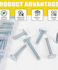 40 Pcs Tee Bolt Set 1/4-20 Thread T Slot Bolts For Woodworking Jigs And Fixtures, Includes 5 Lengths, Carbon Steel Zinc Plated