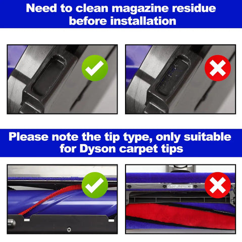 Soft Plush Strips Plus Front Roller Axle Replacement Kit For Dyson V6 V7 Direct Drive Cleaner Head Keeps Suction Smooth Reduces Resistance Easy DIY Install Durable Maintenance Part For Daily Cleaning