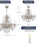 Chic Modern Chrome Crystal Pendant Chandelier For Dining Room And Living Areas With Sparkling Diamond Orbs, Large 23 Inch Diameter
