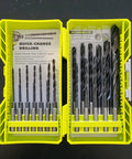 Open case displaying 25 Piece Black Oxide Hex Shank Drill Bit Set Beast Mode For Impact Drivers And Drills, Heavy Duty Pro Grade.
