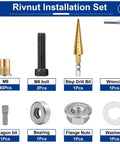 90Pcs M6 Rivet Nut Installation Tool Kit Beefy Built From Carbon Steel With Zinc Flat Head Nutserts components overview