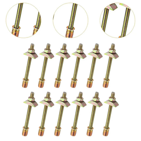 12 Piece M8x80mm Threaded Rod Kit For Wardrobe And Office Desk Setup, showing gold steel connectors for furniture assembly