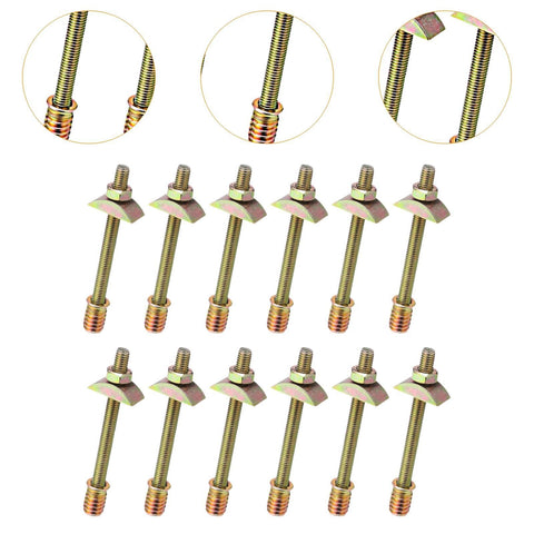 Beefy 12 Piece Bed Frame Fasteners Set With M8x80mm Bolts And Threaded Rod Connectors for Tough Half Moon Spacers And Nuts
