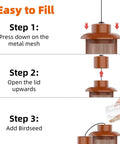 Instructions for filling Weight Activated Squirrel Proof Bird Feeder For Outdoor Use Large Capacity Keeps Squirrels From Stealing Seed While Finches Cardinals And Chickadees Feed Freely Weatherproof Durable Construction In Reddish Brown