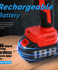 Loschen Cordless Rebar Cutter With 360 Degree Rotation, portable electric hydraulic saw battery detail shown on the handle.