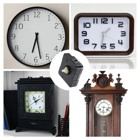 Quartz Clock Movement Replacement Kit for Battery Powered DIY Clock Repairs with various clock designs, 5.6x5.6x1.6 cm.