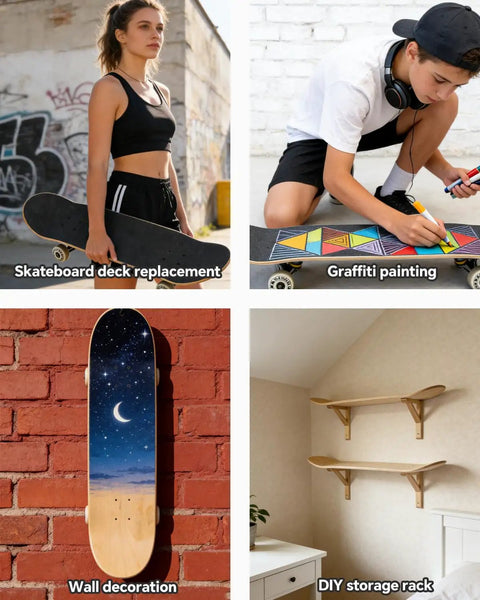 Blank Skateboard Decks 31 By 8 Inch Four Pack 7 Layer Maple Double Tail Boards For Art Painting Wall Decor Street Skate