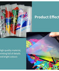 Top Shelf DTF Transfer Film Roll 13x328ft Direct To Film For T Shirts And Textiles illustration showing vibrant print results.