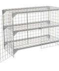 Heavy Duty Commercial Wire Mesh Security Locker With Two Swing Doors, Height Adjustable Shelf Supports, Padlock Ready Latches, Legit Gray Steel Storage Beast For Garage And Job Site with open front doors.