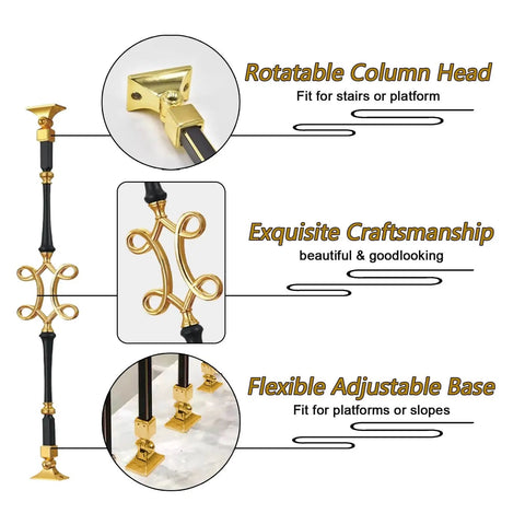 Slick Beefy Adjustable Metal Balusters And Stair Railing Spindles No Sweat Custom Angle Mount With Aluminum Base with rotatable heads and flexible bases.