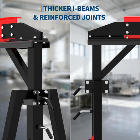 Close-up of reinforced joints on 2 Ton Gantry Crane With Manual Trolley Hook And Sling Strap 4400 Lbs Steel I Beam Hoist