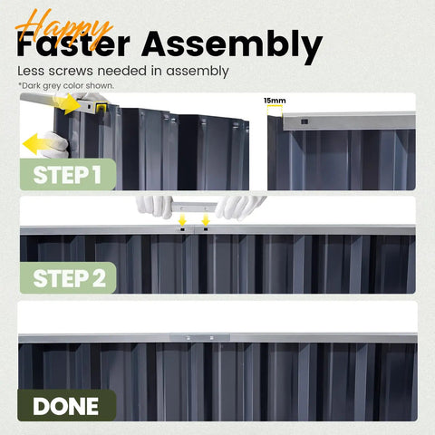 Installation steps for Galvanized Raised Garden Bed With Two Easy Installation Options For DIY Enthusiasts, Measures 101 By 36 By 18 Inches, Heightened Planter Box For Deep Rooted Vegetables And Flowers, Outdoor Use In Dark Grey.