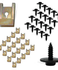 40 Piece Car U Clip Screw Kit With Self Tapping Screws For Fender Liner Bumpers And Body Panels No Fuss Universal Vehicle Fastener Set For Cars Trucks SUVs ATVs RVs Black And Gold, showing U clips and screws
