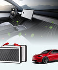 Tesla Model 3 and Model Y HEPA Cabin Air Filter with Activated Carbon OEM Replacement for 2017 to 2026 models, interior view.