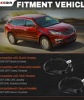 Image of a red Chevy Traverse driving on a road with compatibility details for ABS Wheel Speed Sensors, 2009-2017.
