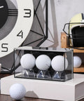 Baseball And Golf Ball Display Case For Three Balls With UV Protected Acrylic Box Memorabilia Showcase For Autographs, black finish.