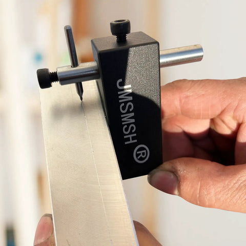 Heavy Duty Knife Maker Center Scribe And Adjustable Edge Line Scriber Featuring Hella Precise Carbide Tip for marking steel with smooth action.