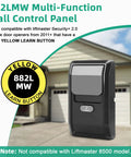 Heavy Duty No Nonsense Multi Function Wall Control Panel For Garage Door Openers Security Plus Two Point Zero Compatible Relay Switch featuring yellow learn button and gray design.