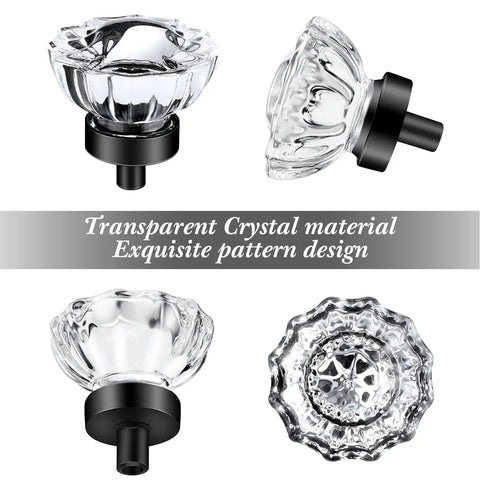 12 Pack Crystal Cabinet Knobs 35 Millimeter Matte Black Vintage Glass Drawer Knobs Decorative Dresser Drawer Pulls Handles Furniture Hardware For Kitchen Cupboard Wardrobe Bedroom Bathroom