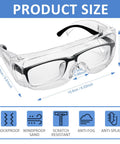Over Eyeglasses Safety Goggles Pack Of 20 Anti Dust Impact Scratch Resistant Eye Protection shown with product dimensions.