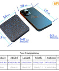 Size comparison of Heavy Duty Treadmill Mat Pads 6 Pack with iPhone 14, showing mat dimensions and thickness.