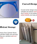 Heavy Duty Wall Mounted Gas Cylinder Rack With Adjustable Shelf For Labs, Durable Steel Oxygen Tank Holder shown with cylinders