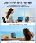 Portable 6.5 Inch Desk Fan With 4000mAh Battery And USB Power Cordless Personal Fan in office and outdoor settings