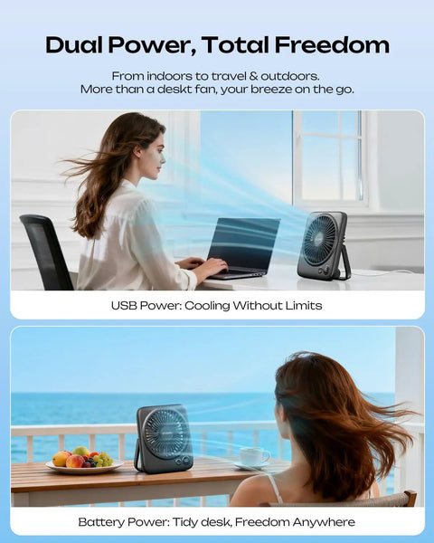 Portable 6.5 Inch Desk Fan With 4000mAh Battery And USB Power Cordless Personal Fan in office and outdoor settings